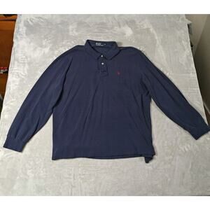 XXL 
Polo Ralph Lauren Men's Navy Blue Logo Polo Shirt  Collared Long Sleeve